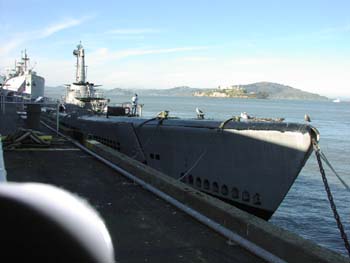 Submarine and Alcatraz island